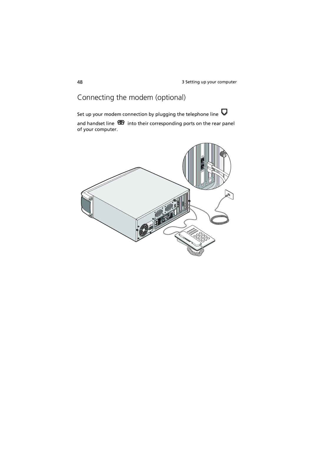 Acer 5600 series manual Connecting the modem optional 