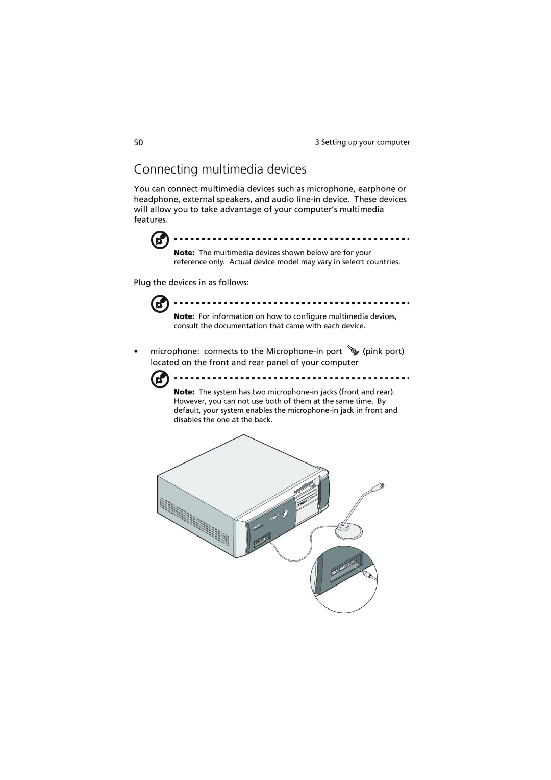 Acer 5600 series manual Connecting multimedia devices 