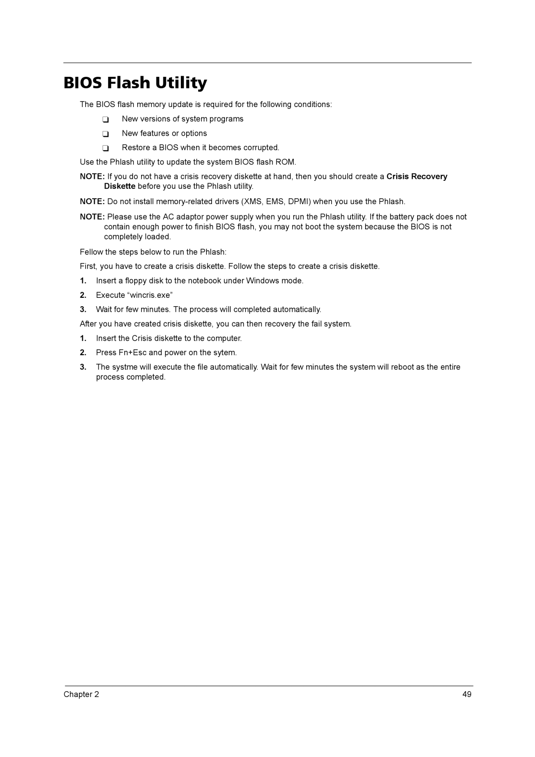 Acer 5610 Series manual Bios Flash Utility 