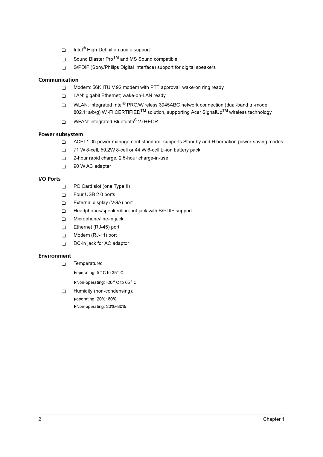 Acer 5610 Series manual Communication 