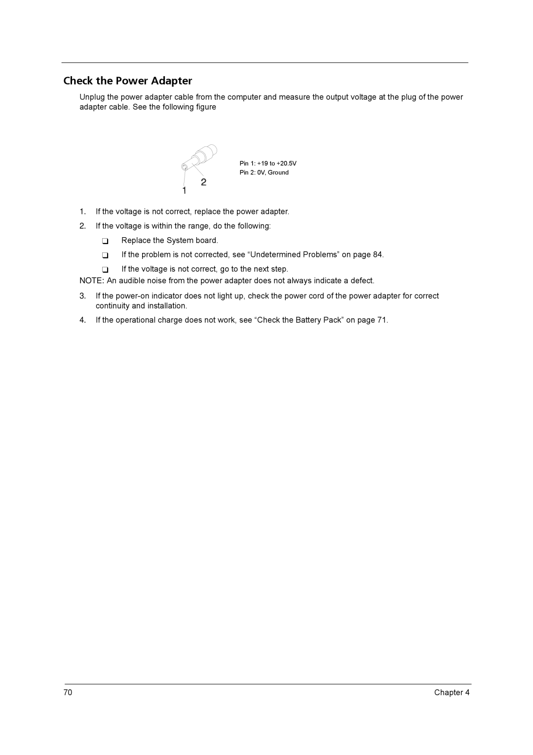 Acer 5610 Series manual Check the Power Adapter 