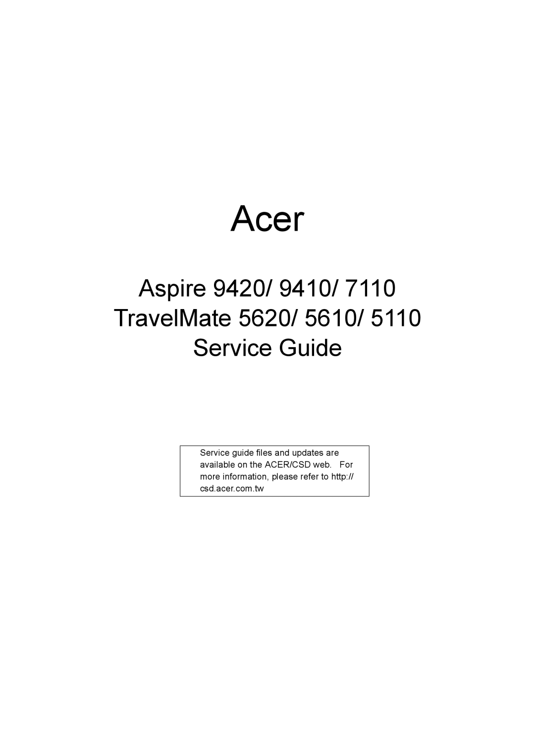 Acer 5610, 5620, 5110 manual Acer 