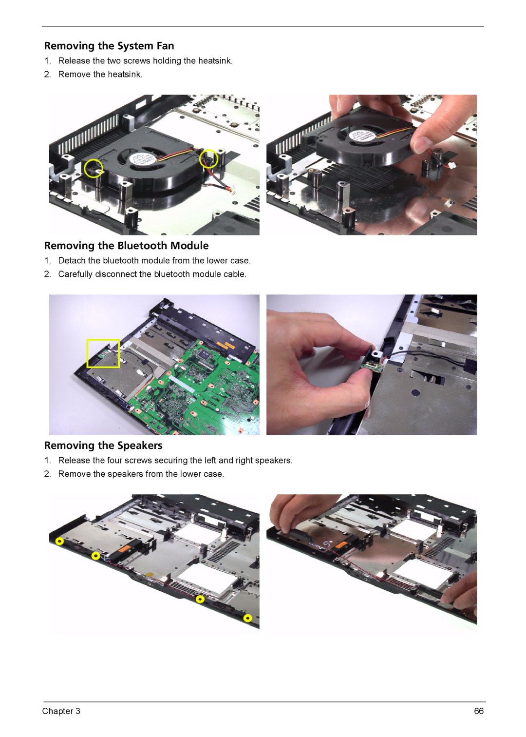 Acer 5610, 5620, 5110 manual Removing the System Fan 