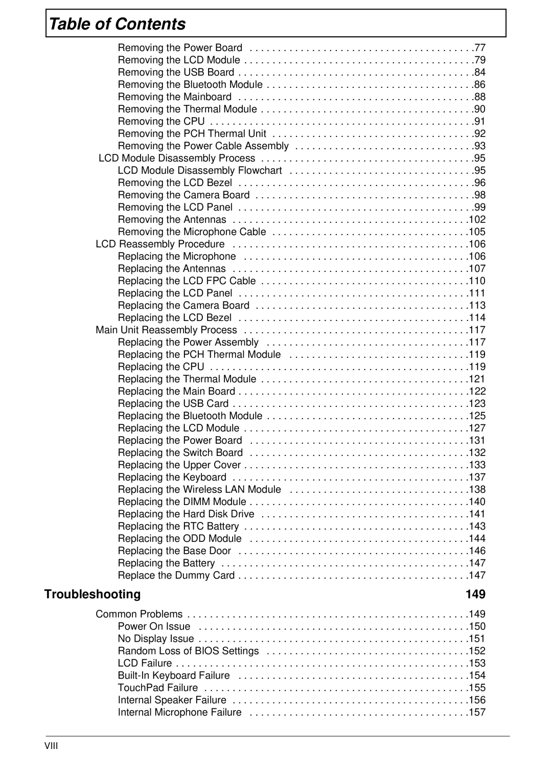 Acer 5625 manual 149, Viii 