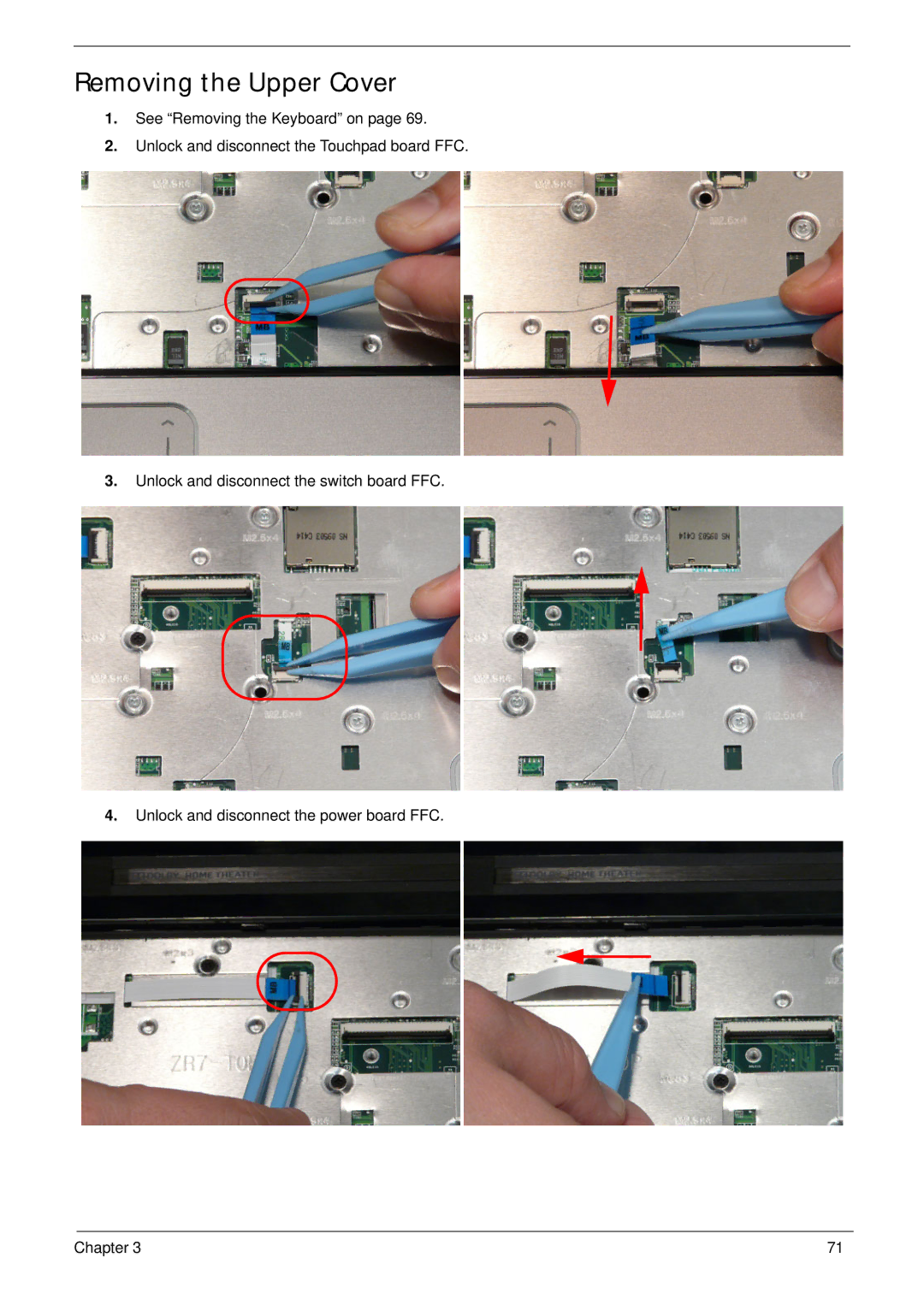 Acer 5625 manual Removing the Upper Cover 