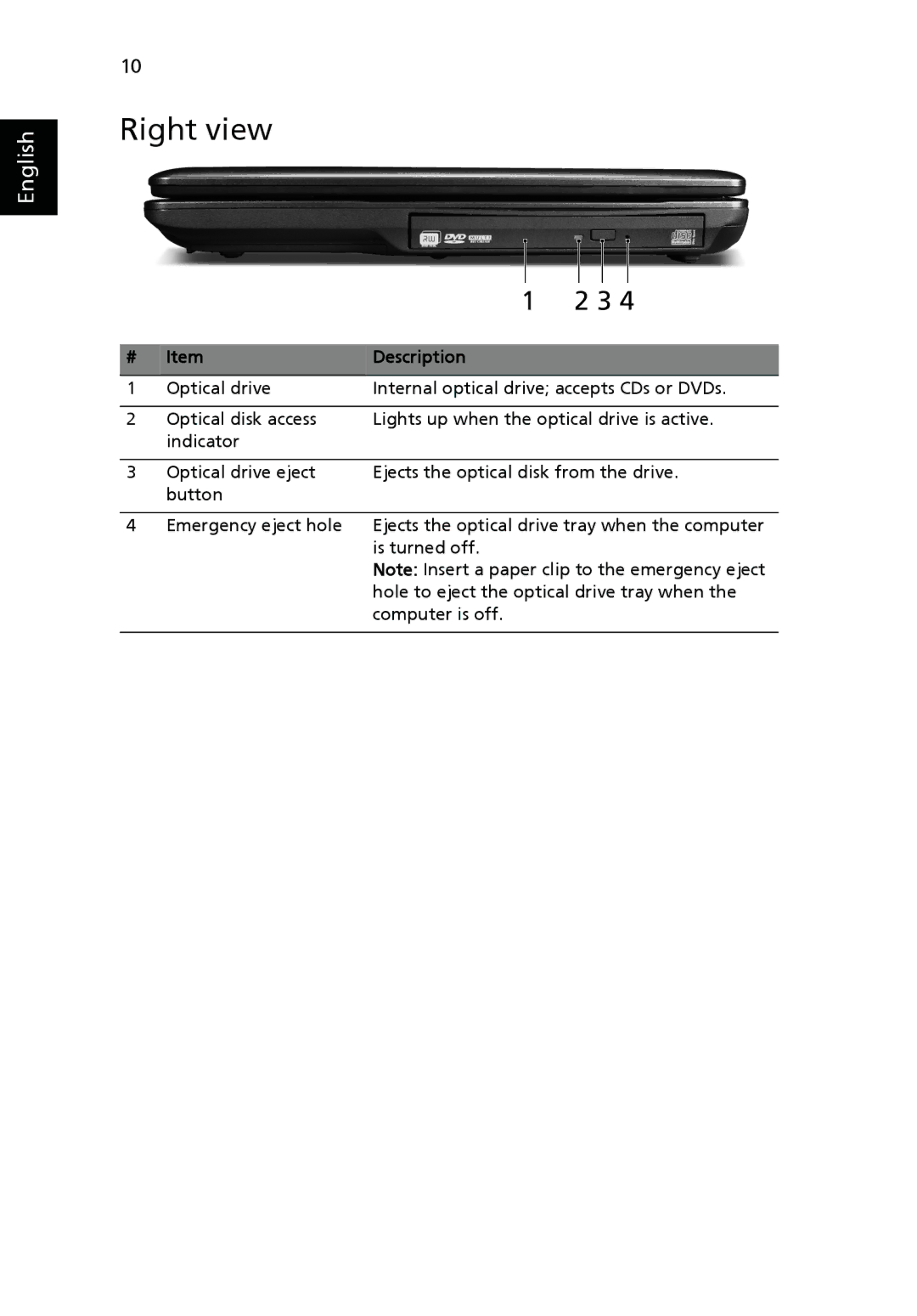 Acer 5730 Series, 5630 Series, 5725 manual Right view 