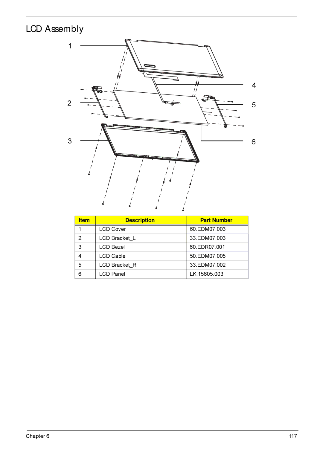 Acer 5635 manual LCD Assembly 