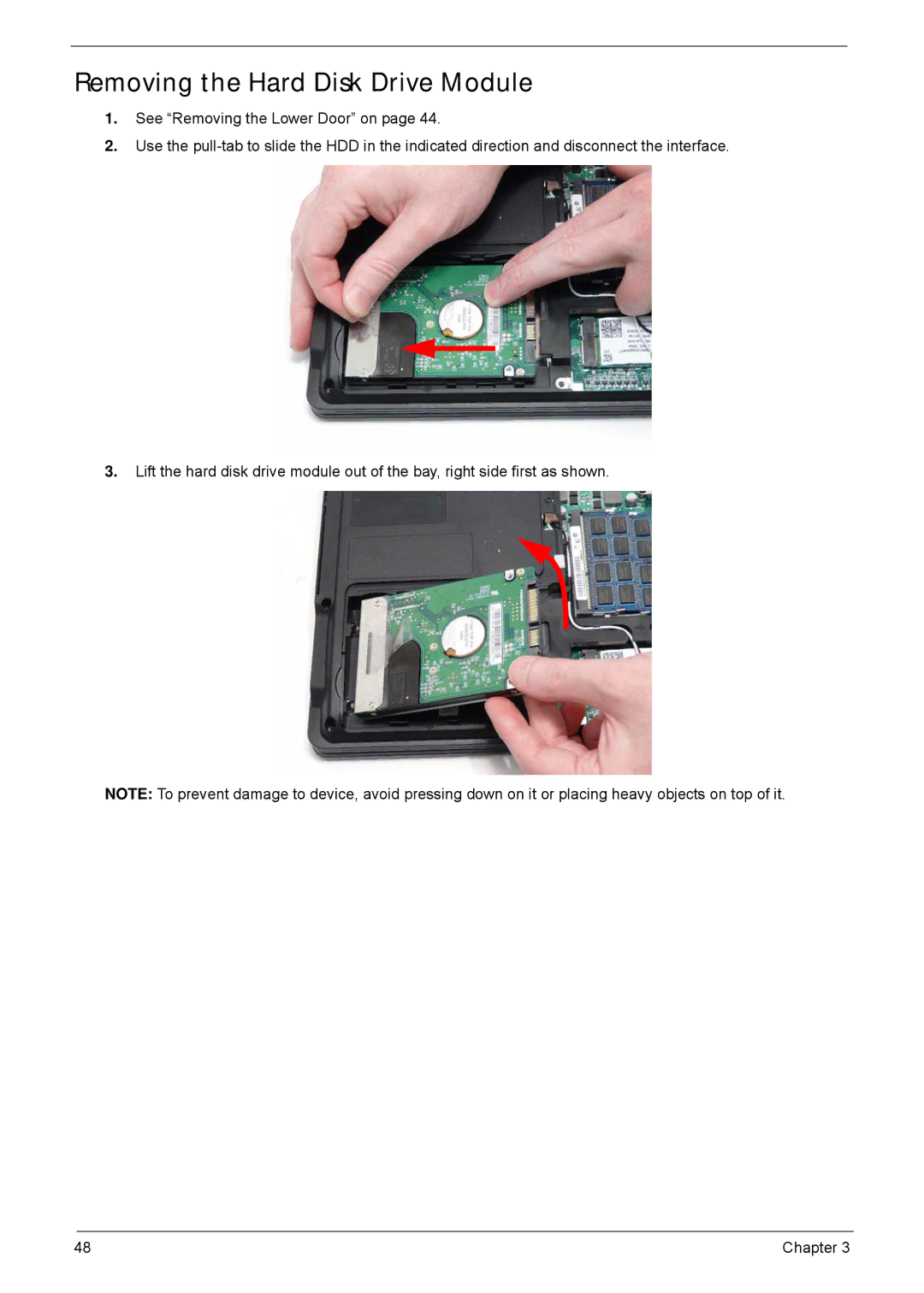 Acer 5635 manual Removing the Hard Disk Drive Module 