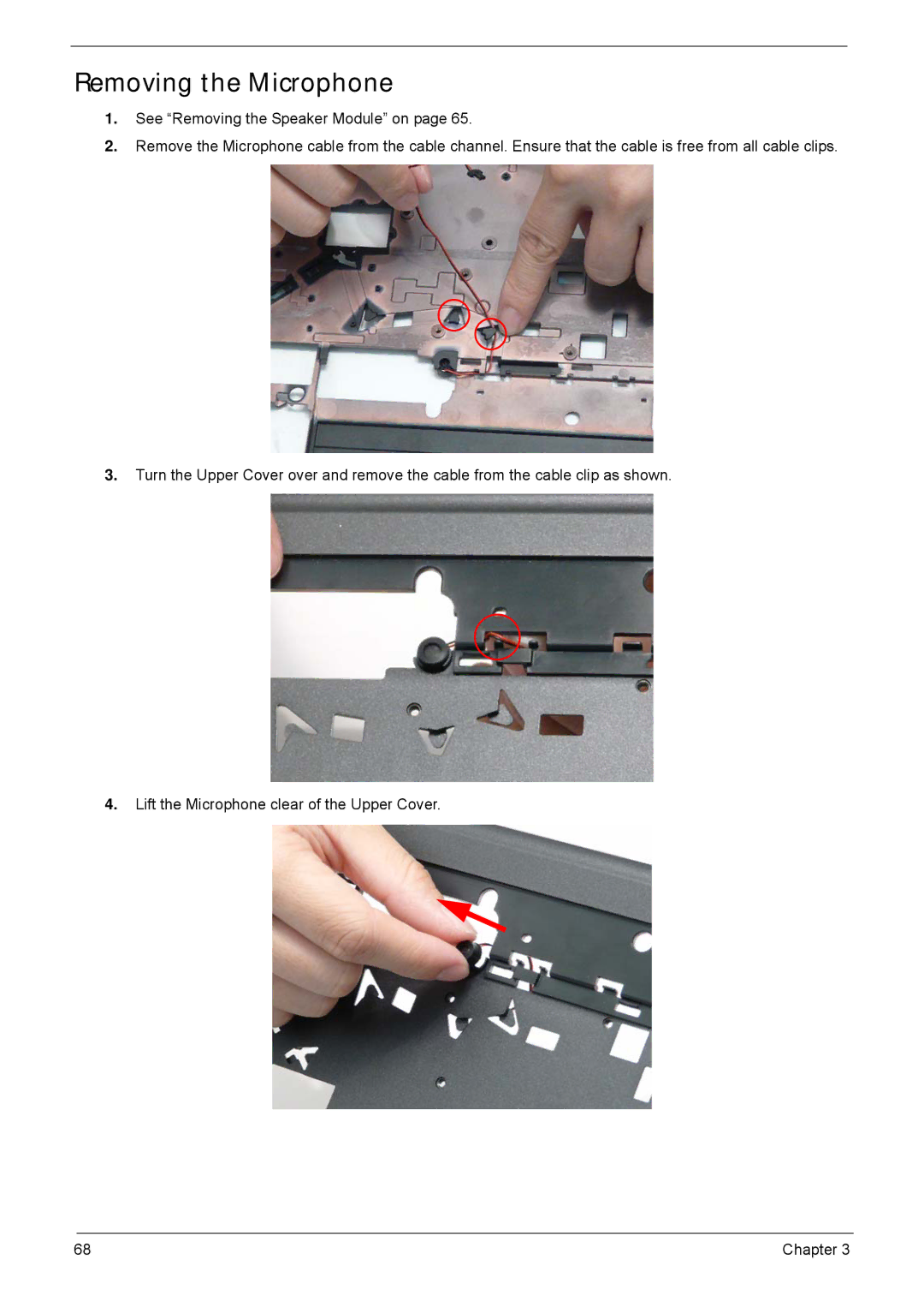 Acer 5635 manual Removing the Microphone 