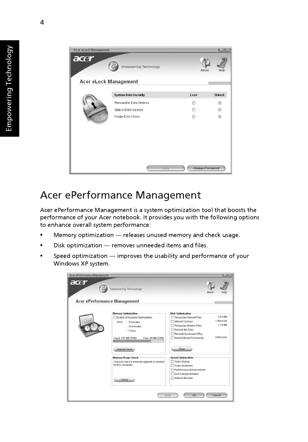 Acer 5650 manual Acer ePerformance Management 