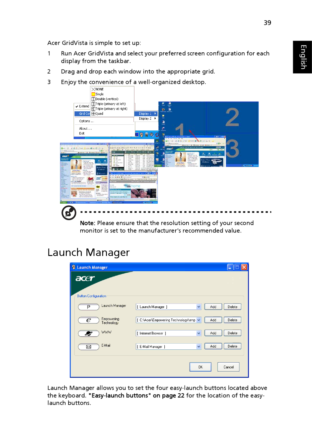 Acer Aspire 5620, 5670 manual Launch Manager 