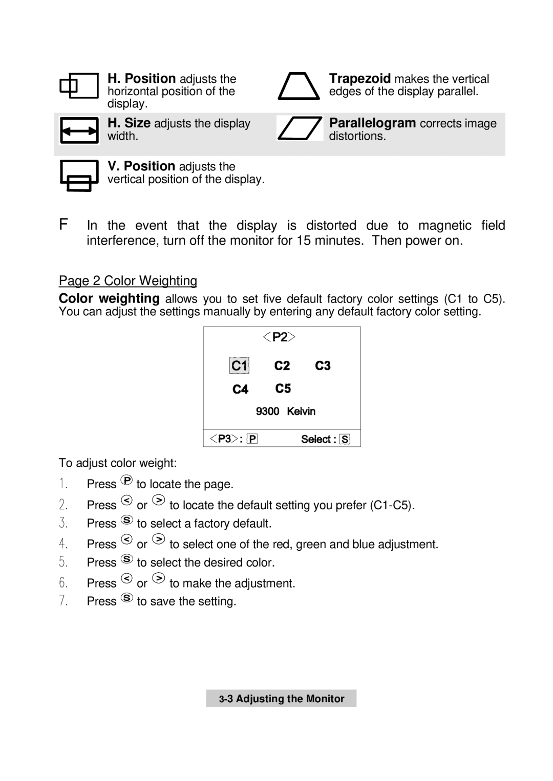 Acer 56c user manual Position adjusts, Parallelogram corrects image 