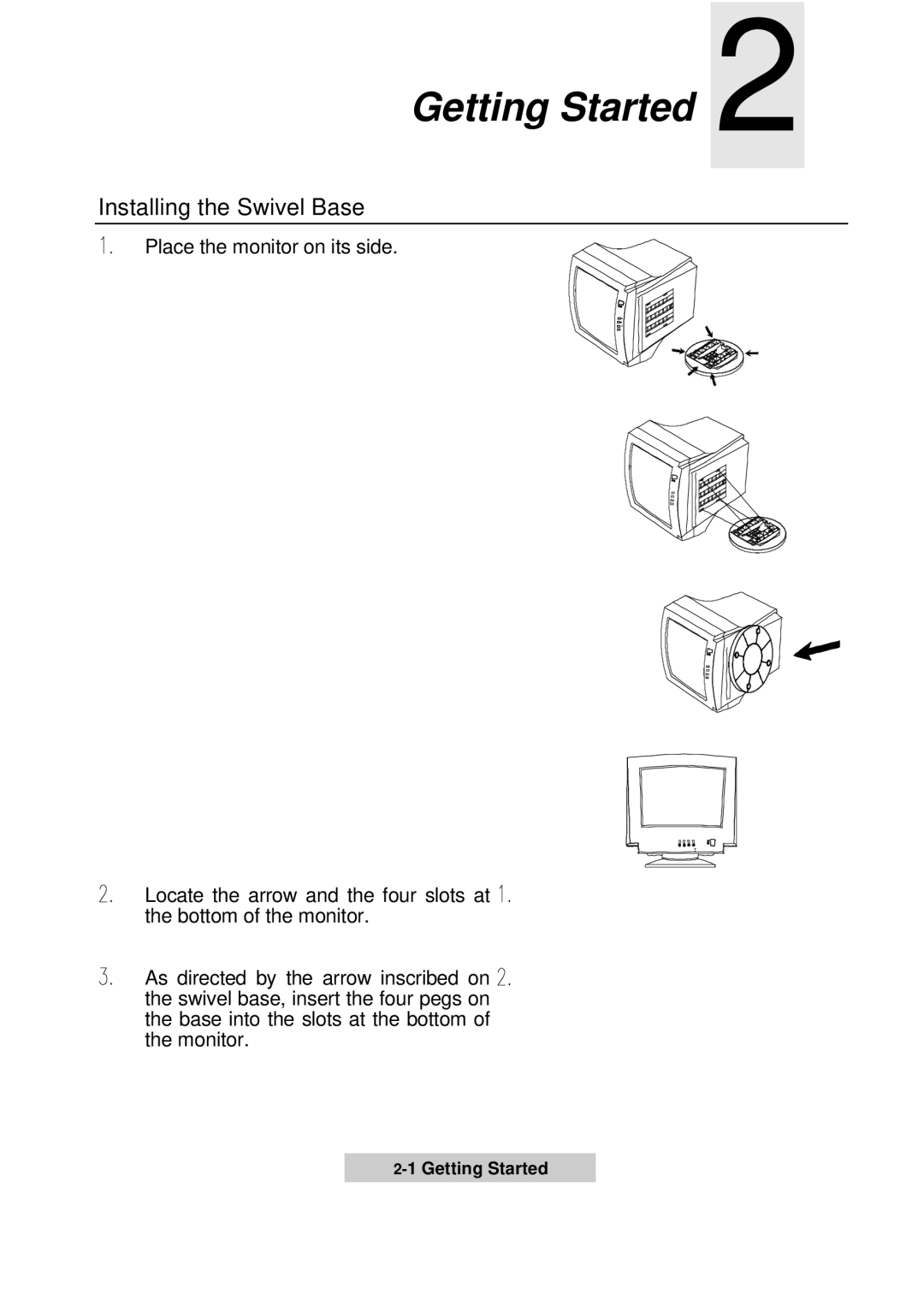 Acer 56c user manual Getting Started, Installing the Swivel Base 