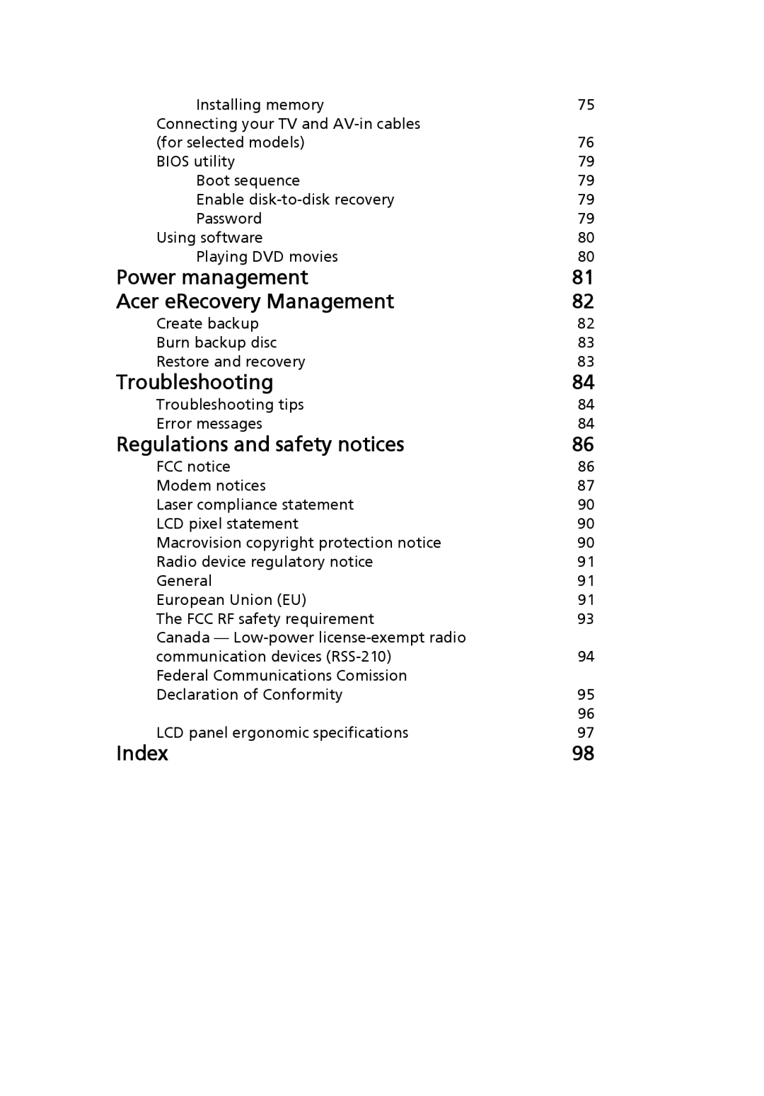 Acer 5720G Series, 5720 Series, 5715 manual Power management Acer eRecovery Management 