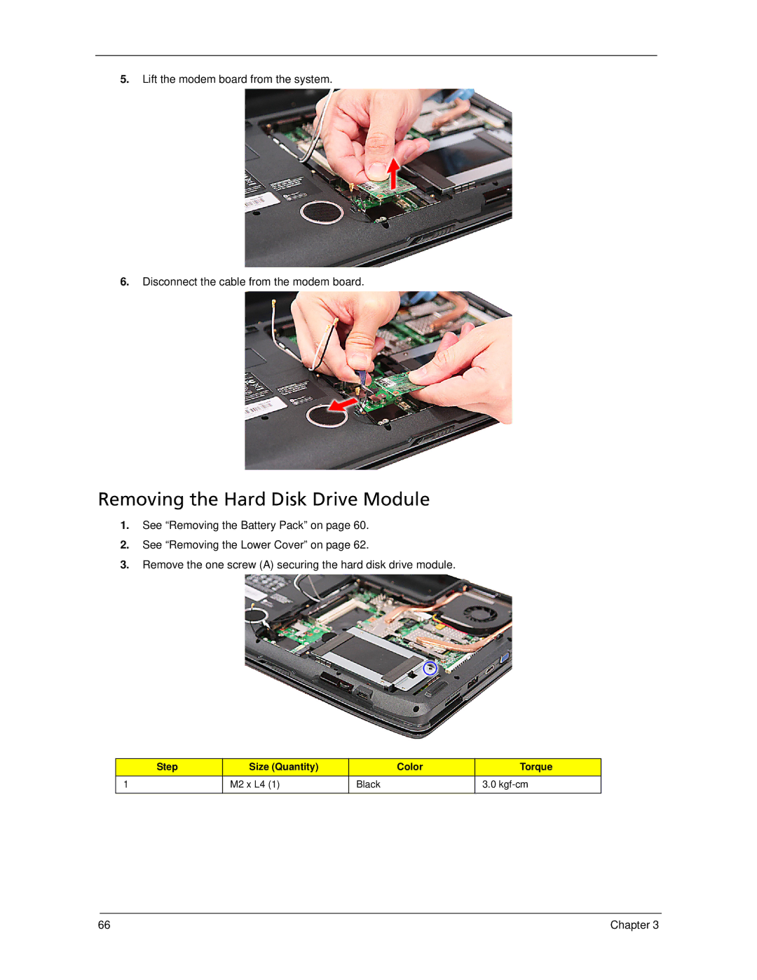 Acer 5730Z, 5930Z manual Removing the Hard Disk Drive Module 