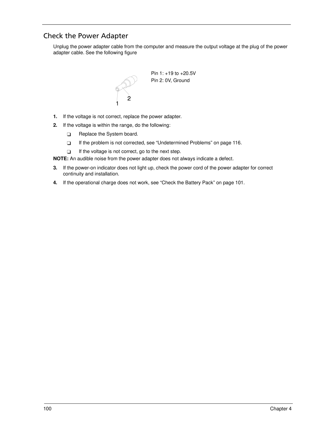 Acer 5730Z/5330 manual Check the Power Adapter 