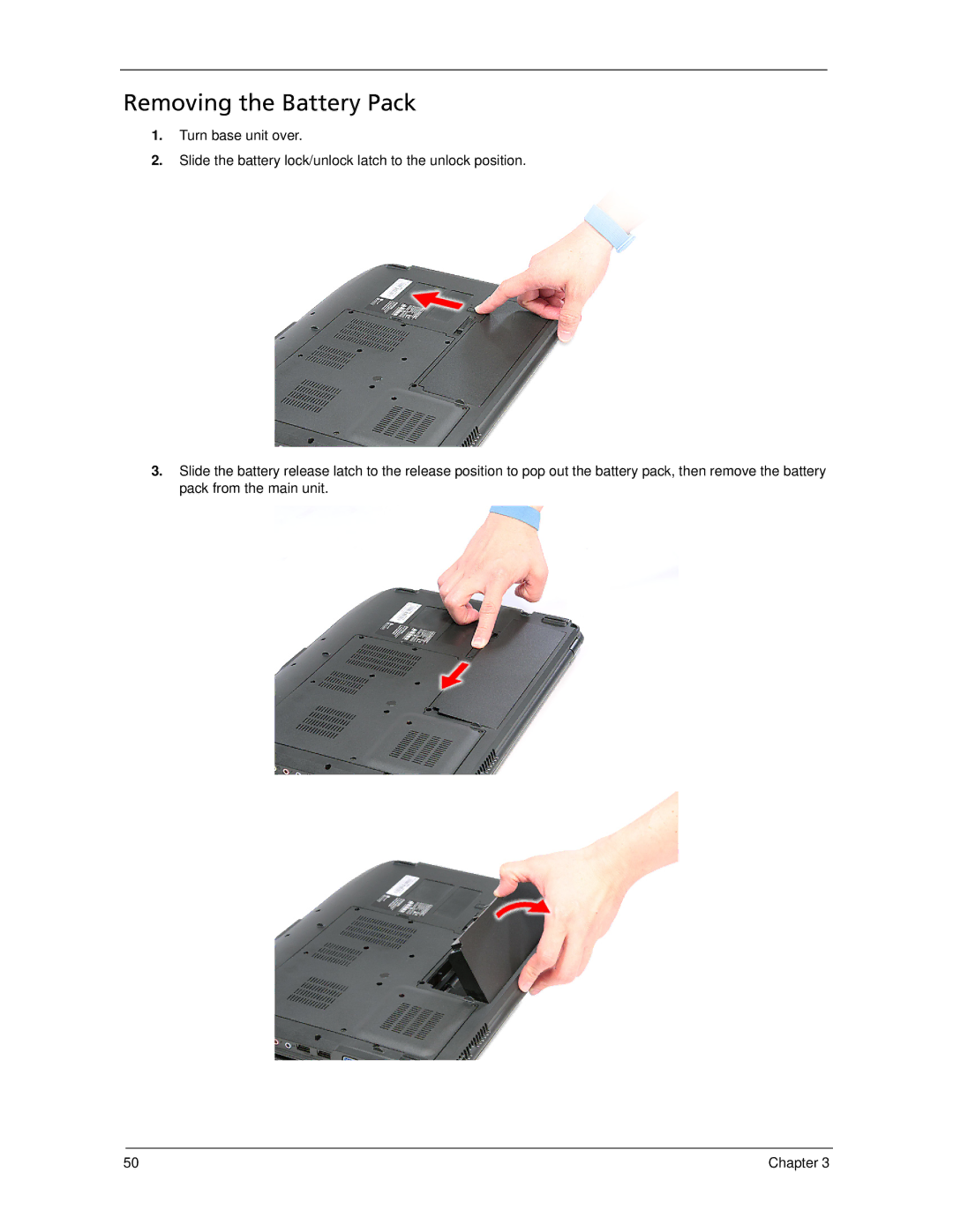 Acer 5730Z/5330 manual Removing the Battery Pack 