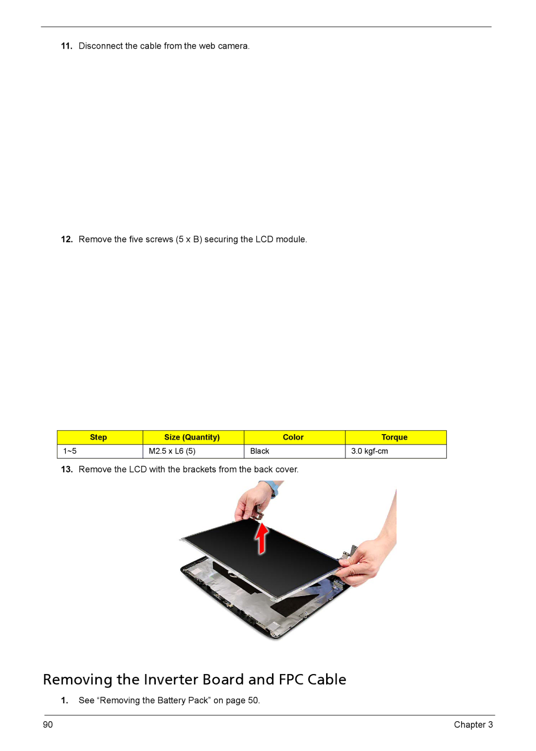 Acer 5735z manual Removing the Inverter Board and FPC Cable 