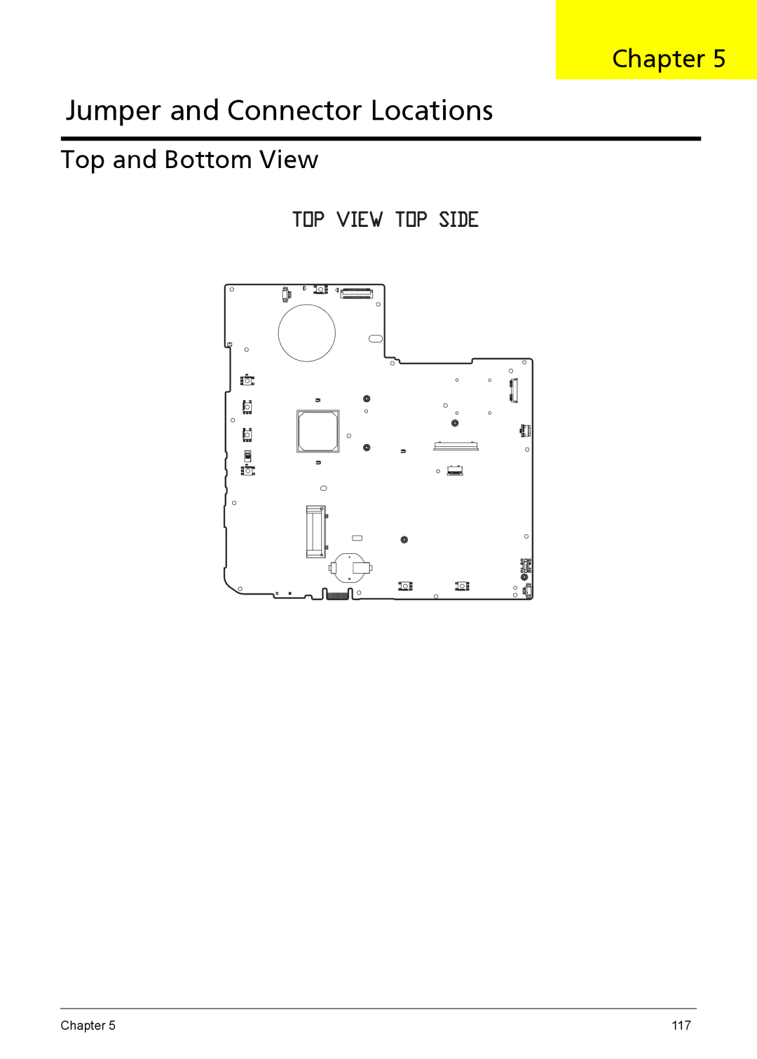 Acer 5735z manual Jumper and Connector Locations, Top and Bottom View 