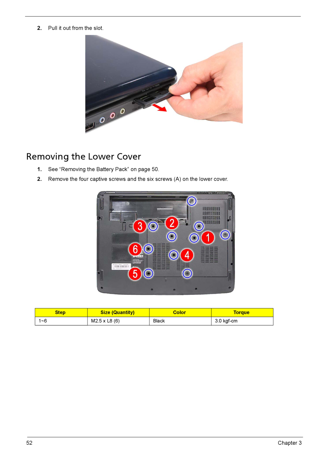 Acer 5735z manual Removing the Lower Cover 