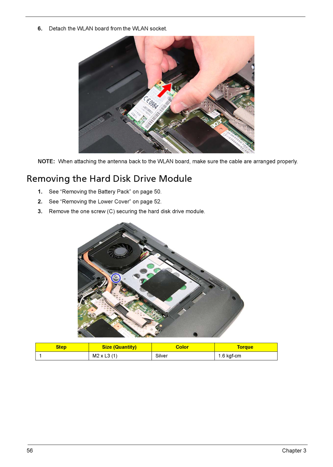 Acer 5735z manual Removing the Hard Disk Drive Module 