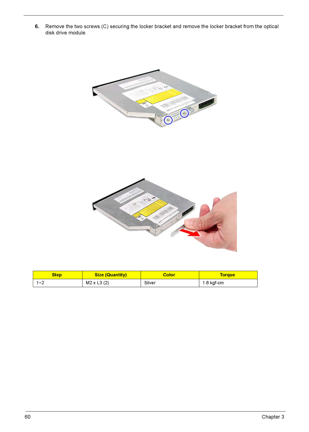 Acer 5735z manual M2 x L3 Silver Kgf-cm Chapter 