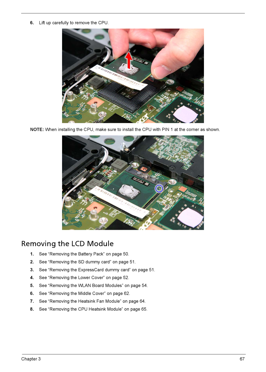 Acer 5735z manual Removing the LCD Module 