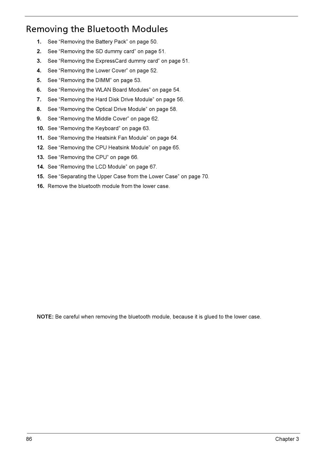 Acer 5735z manual Removing the Bluetooth Modules 