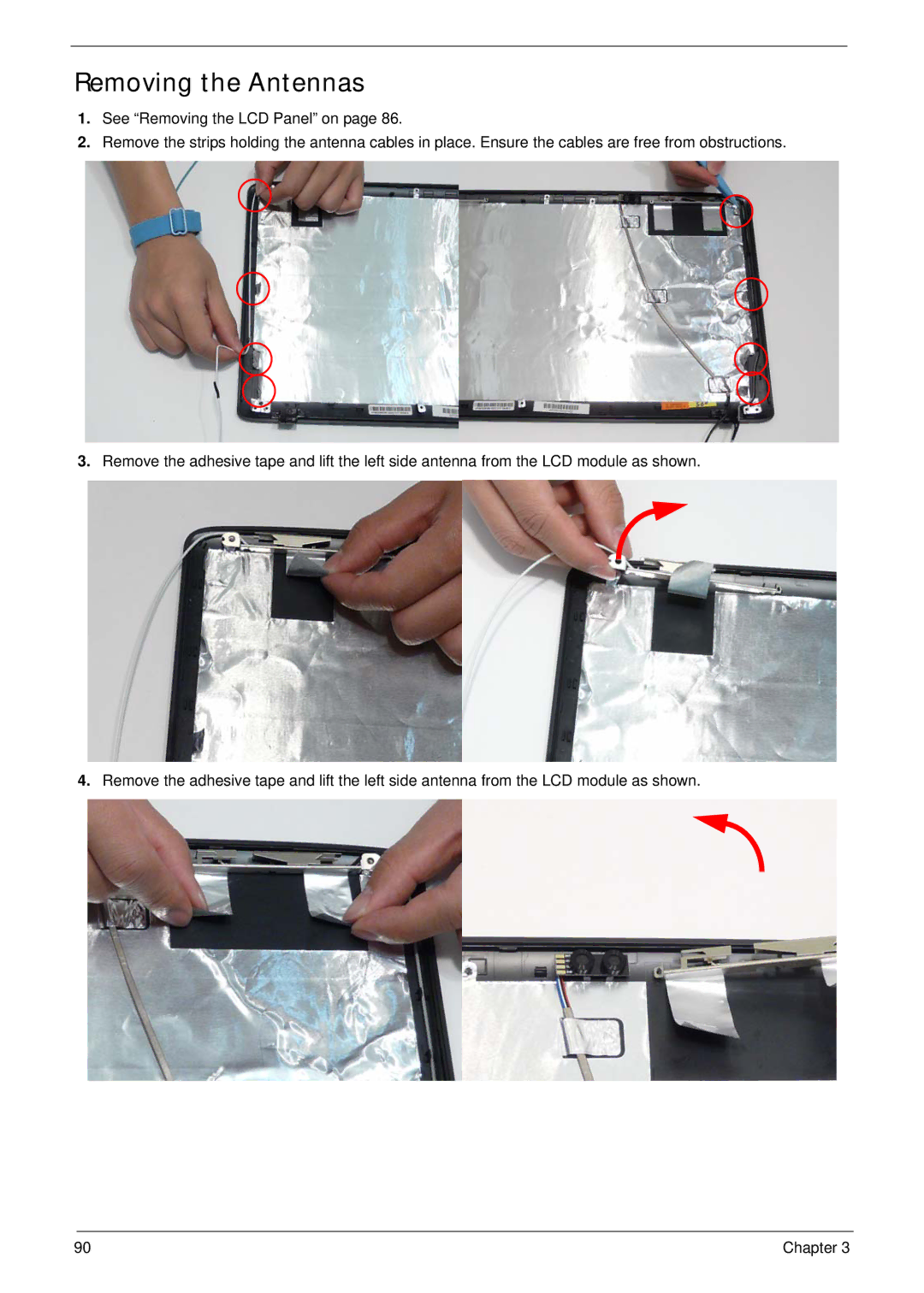 Acer 5737Z manual Removing the Antennas 