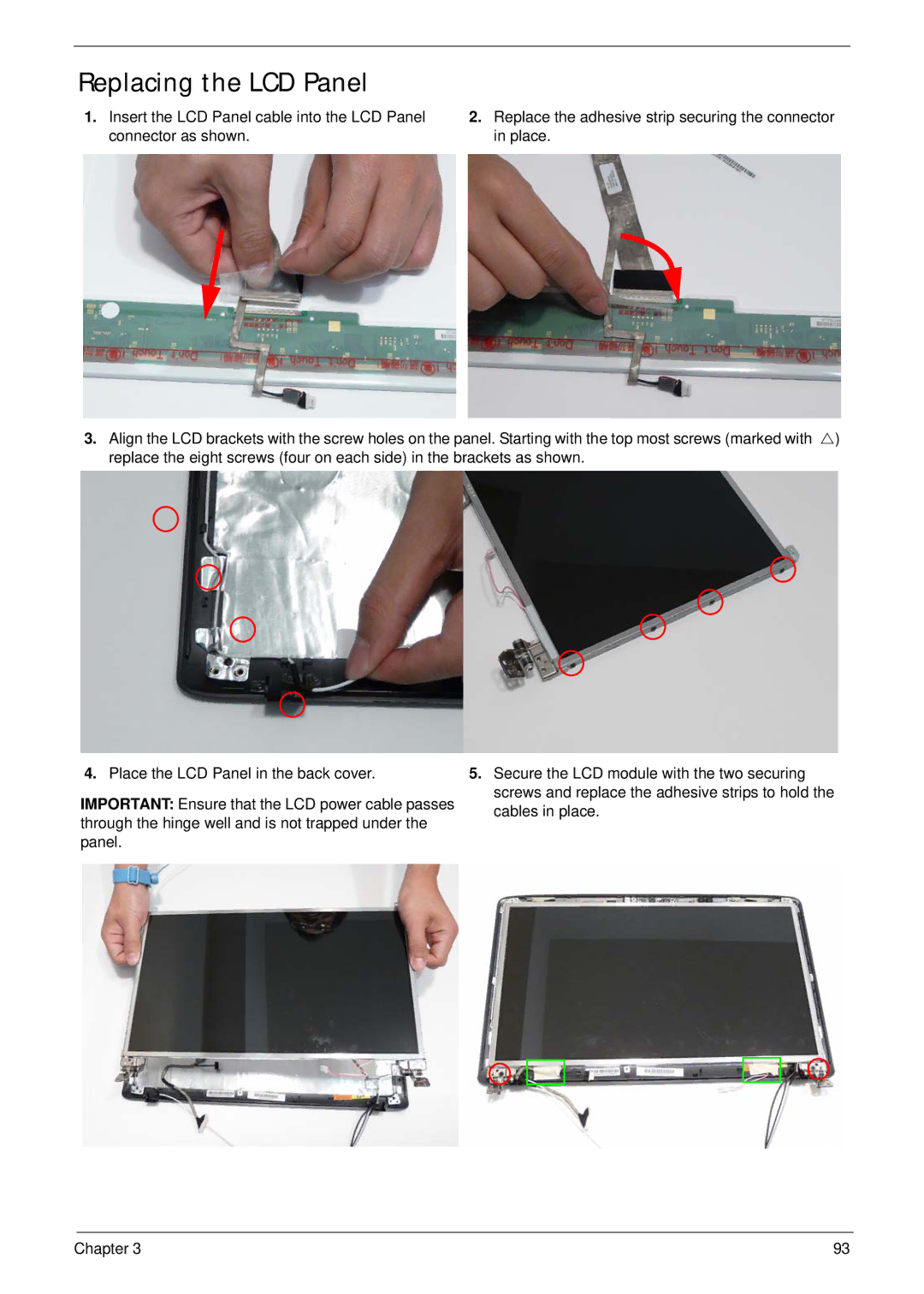 Acer 5737Z manual Replacing the LCD Panel 