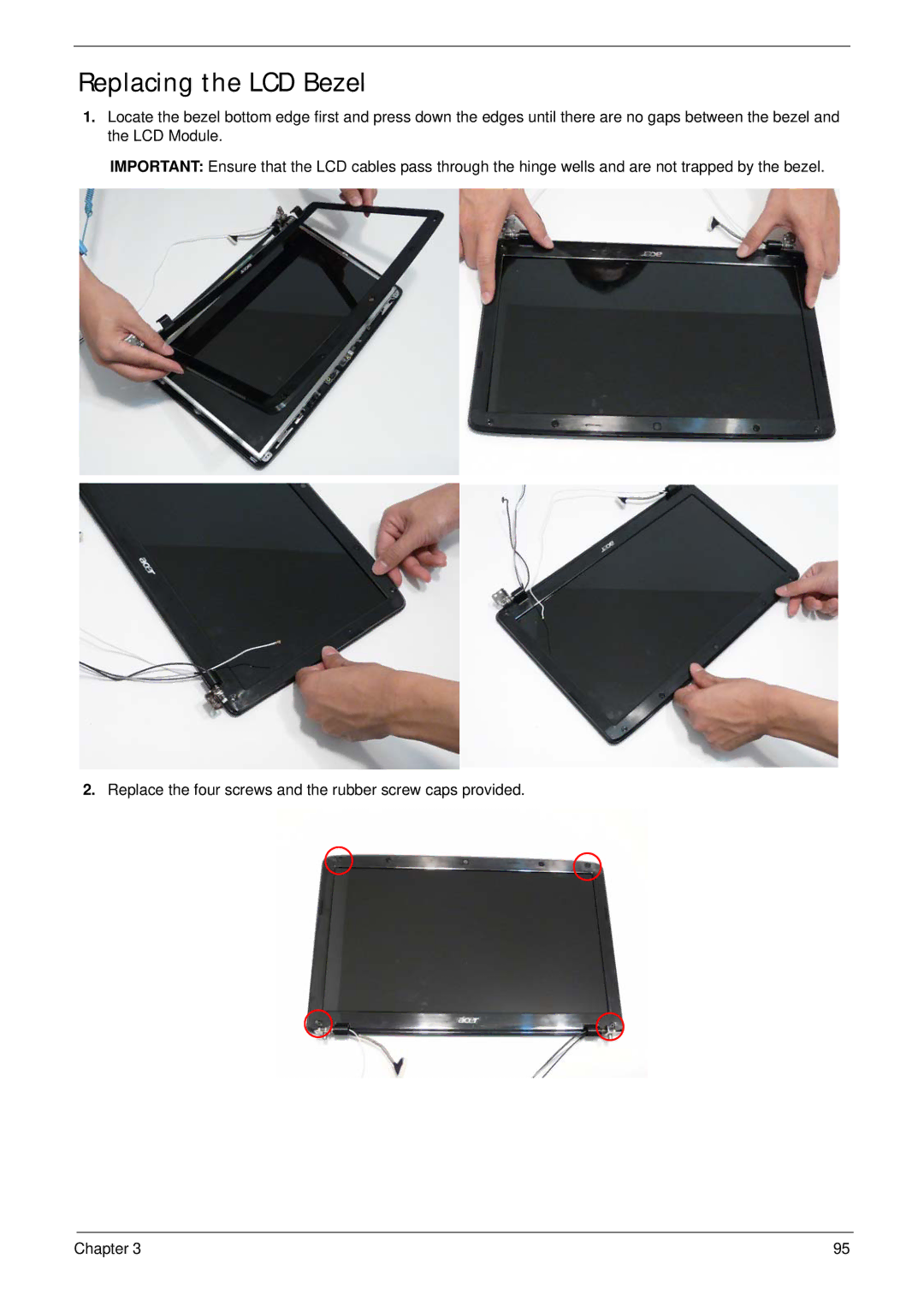 Acer 5737Z manual Replacing the LCD Bezel 