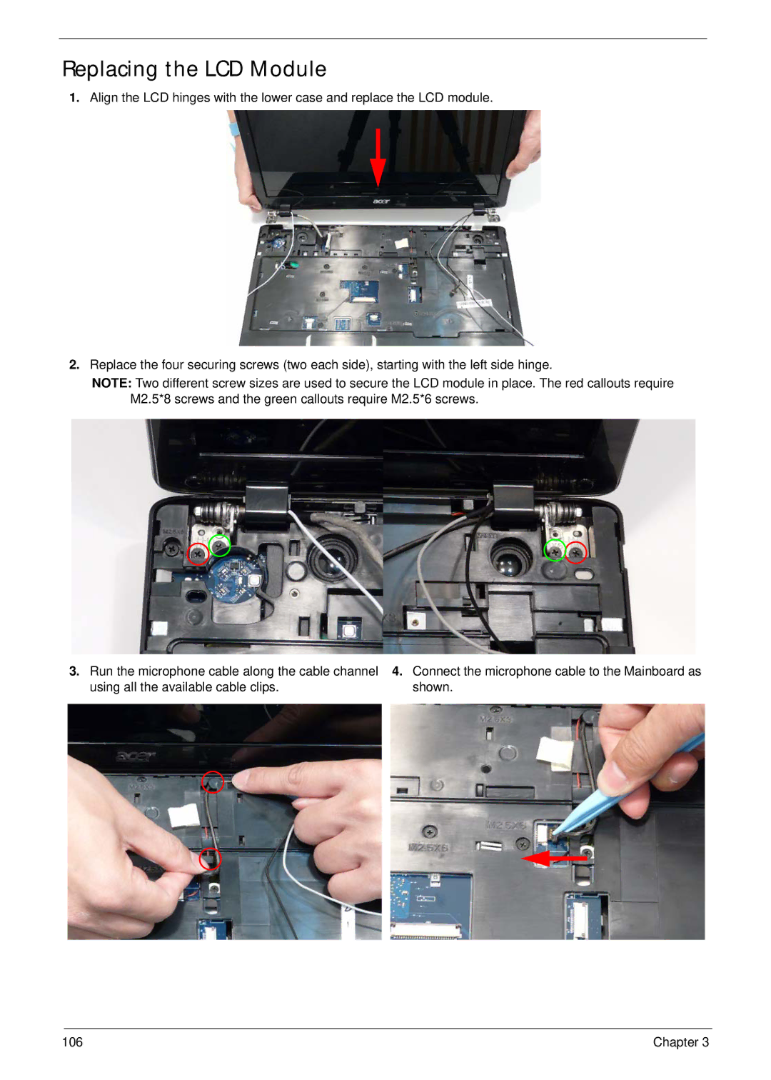 Acer 5737Z manual Replacing the LCD Module 