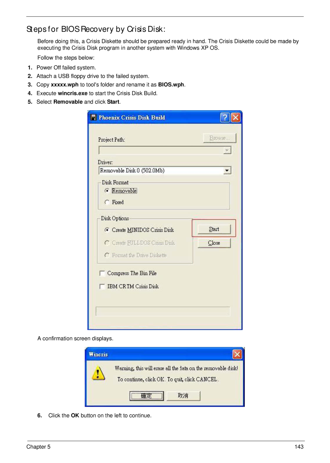 Acer 5737Z manual Steps for Bios Recovery by Crisis Disk 