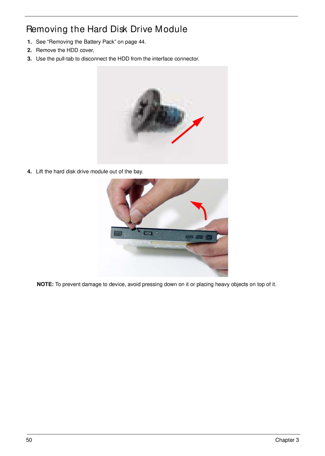 Acer 5737Z manual Removing the Hard Disk Drive Module 