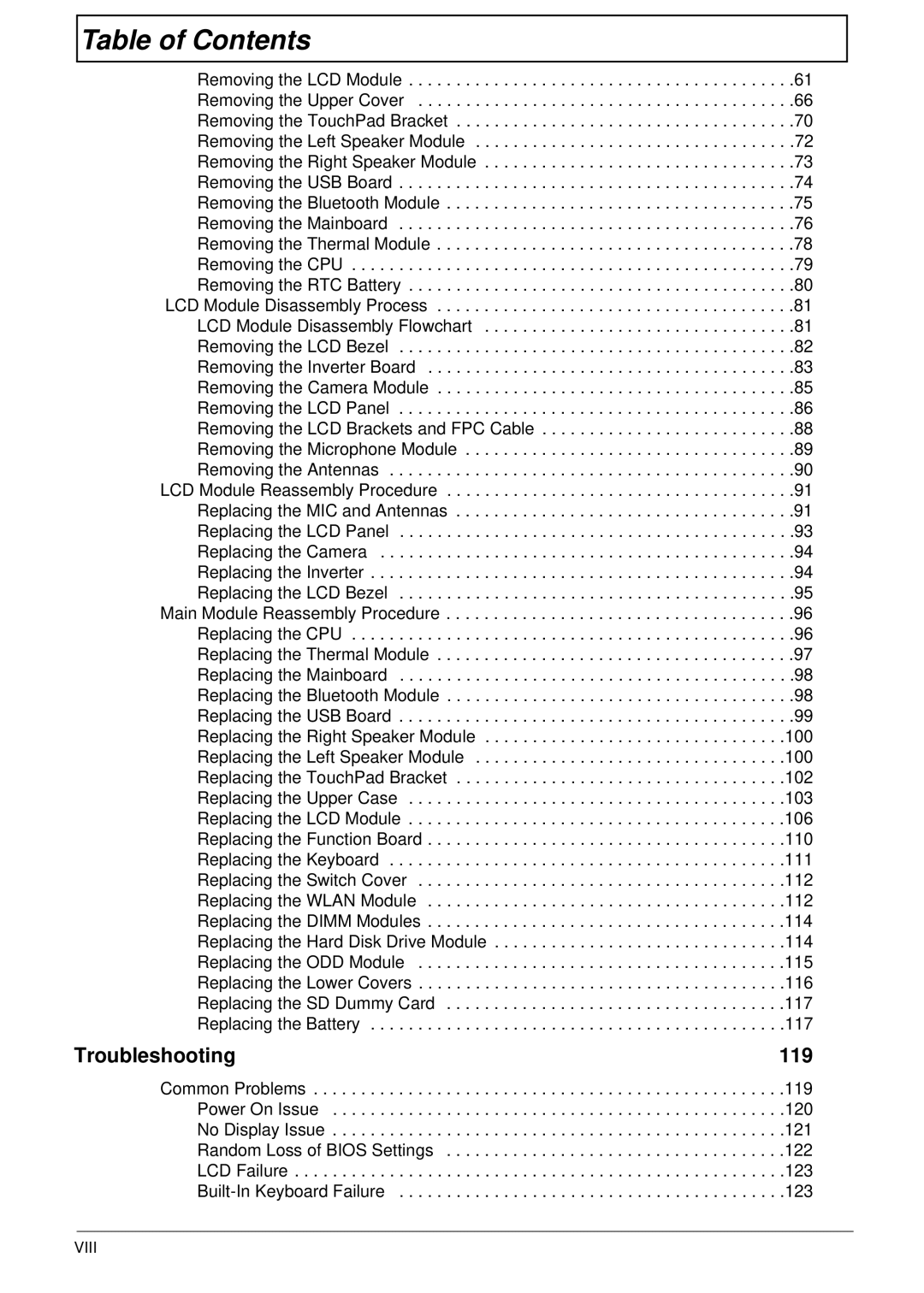 Acer 5737Z manual Troubleshooting 119 