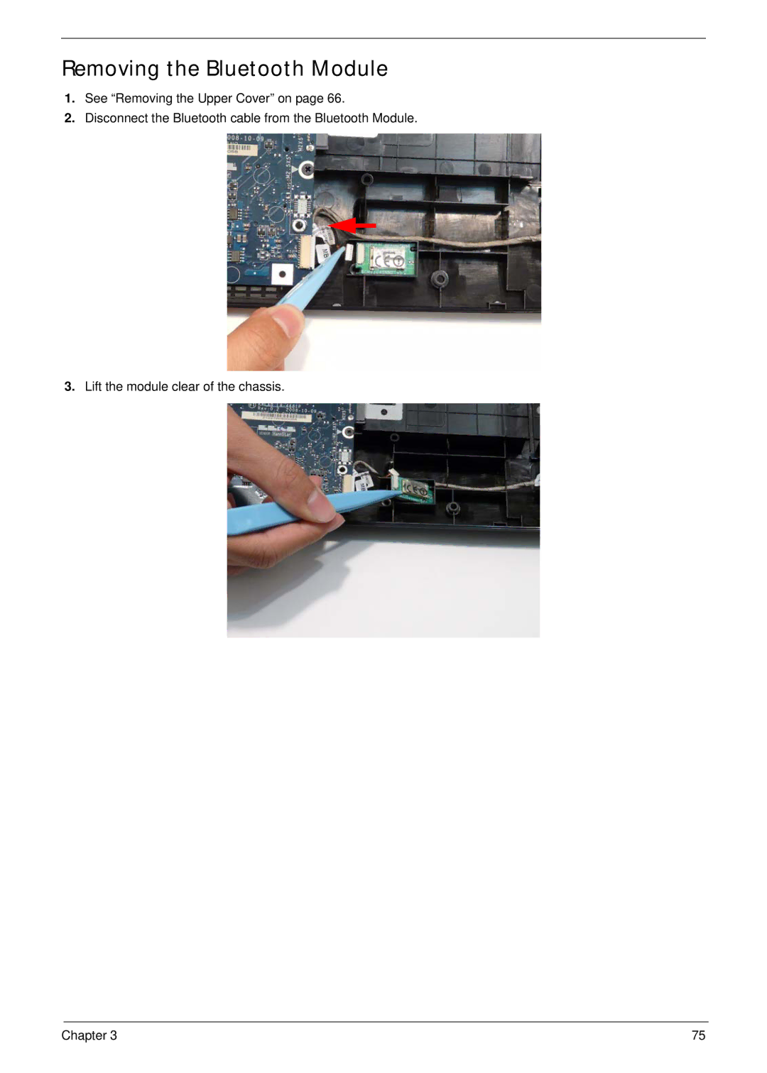 Acer 5737Z manual Removing the Bluetooth Module 