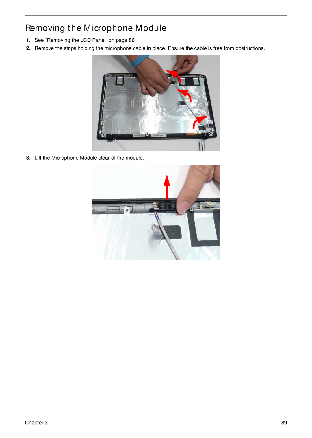 Acer 5737Z manual Removing the Microphone Module 