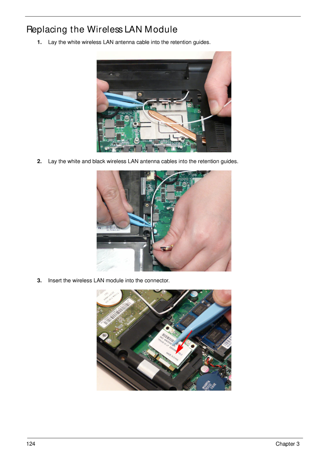 Acer 5745 manual Replacing the Wireless LAN Module 