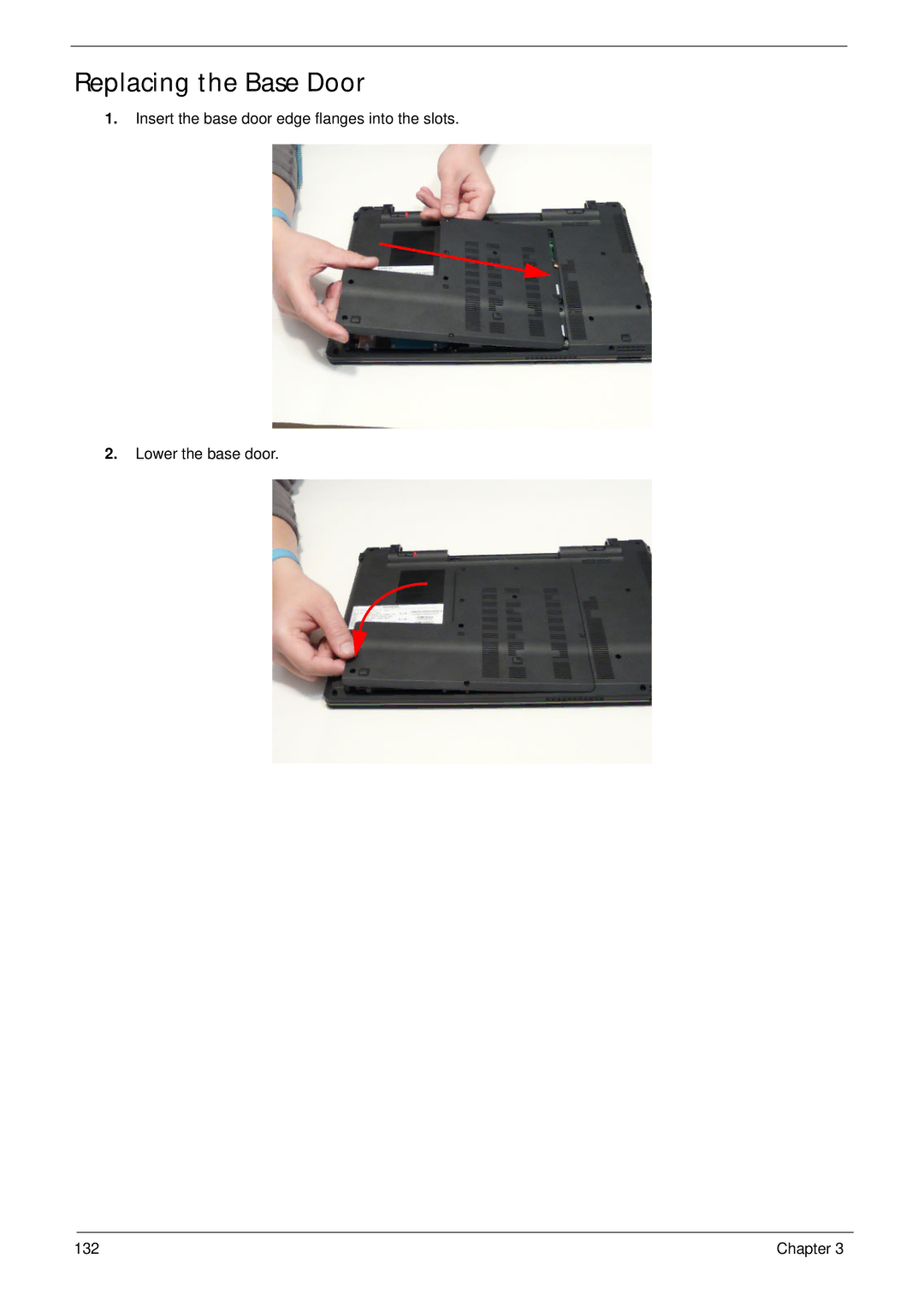 Acer 5745 manual Replacing the Base Door 