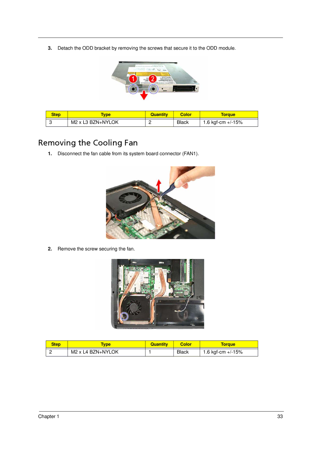 Acer 5910 manual Removing the Cooling Fan 