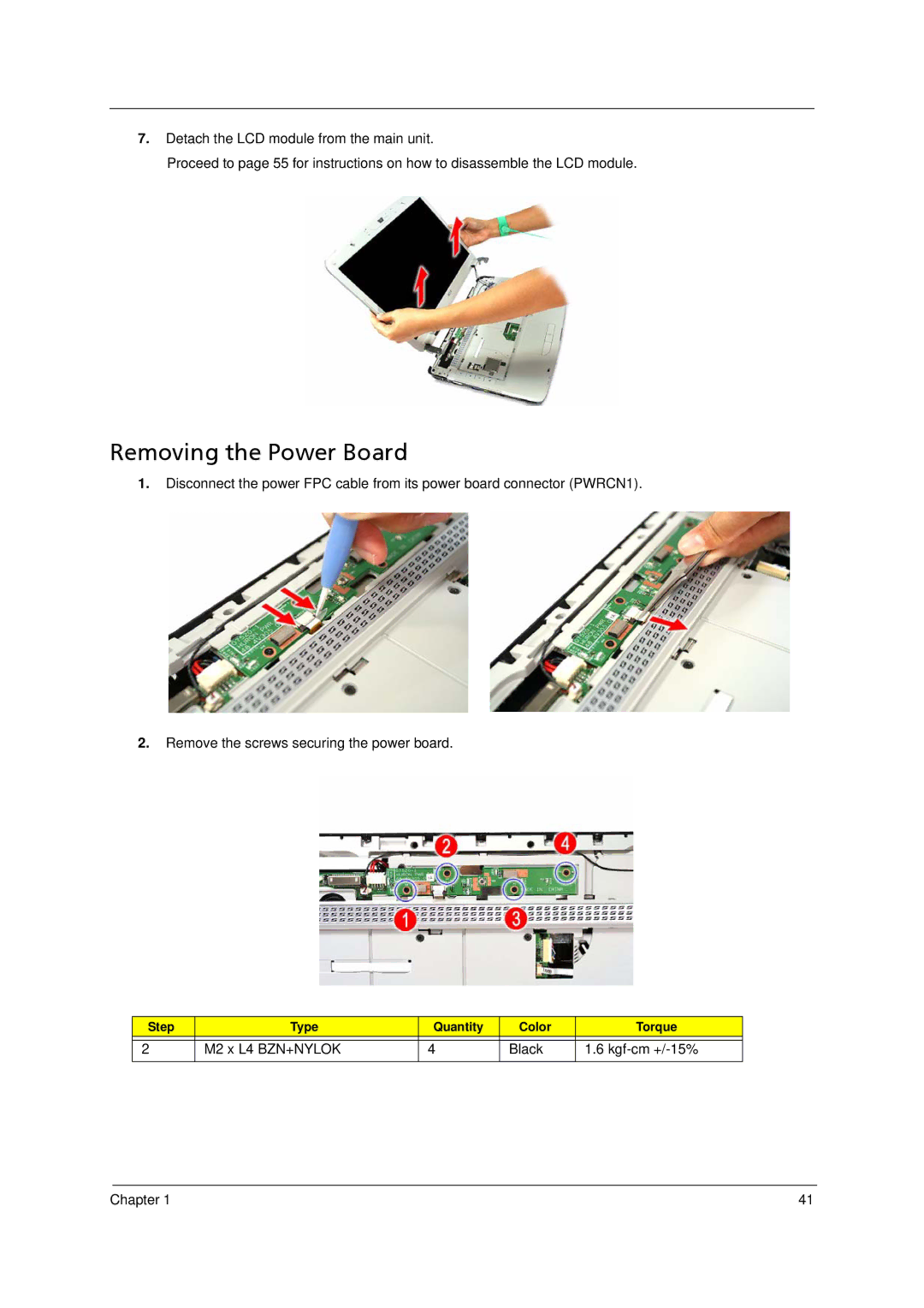 Acer 5910 manual Removing the Power Board 