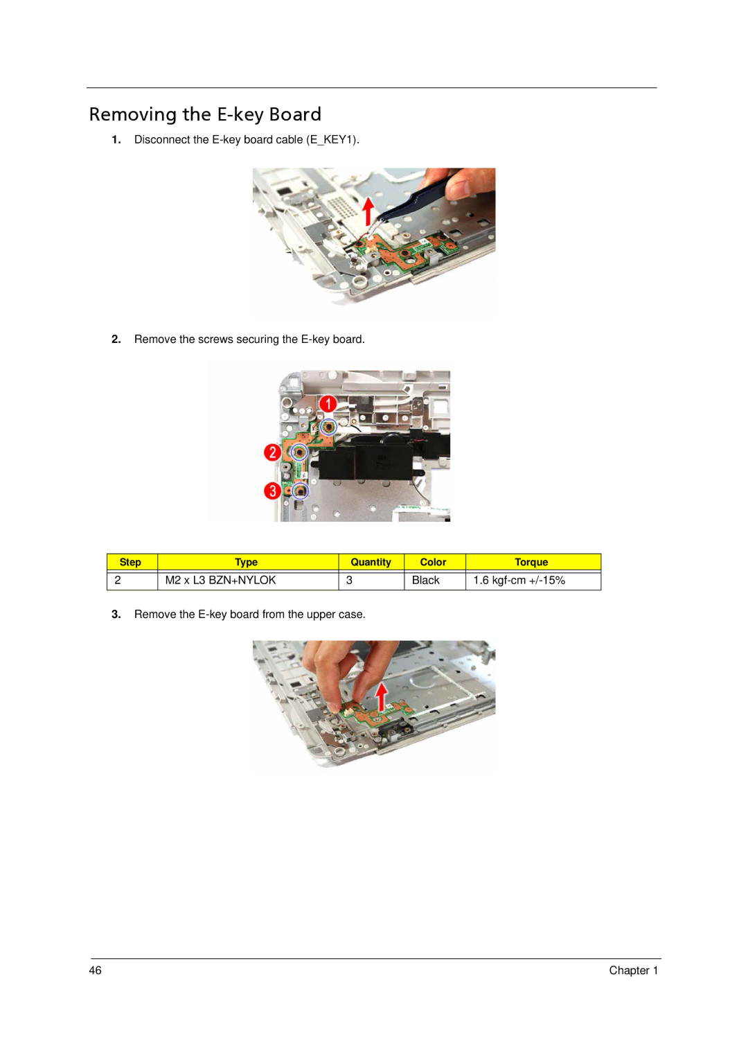 Acer 5910 manual Removing the E-key Board 