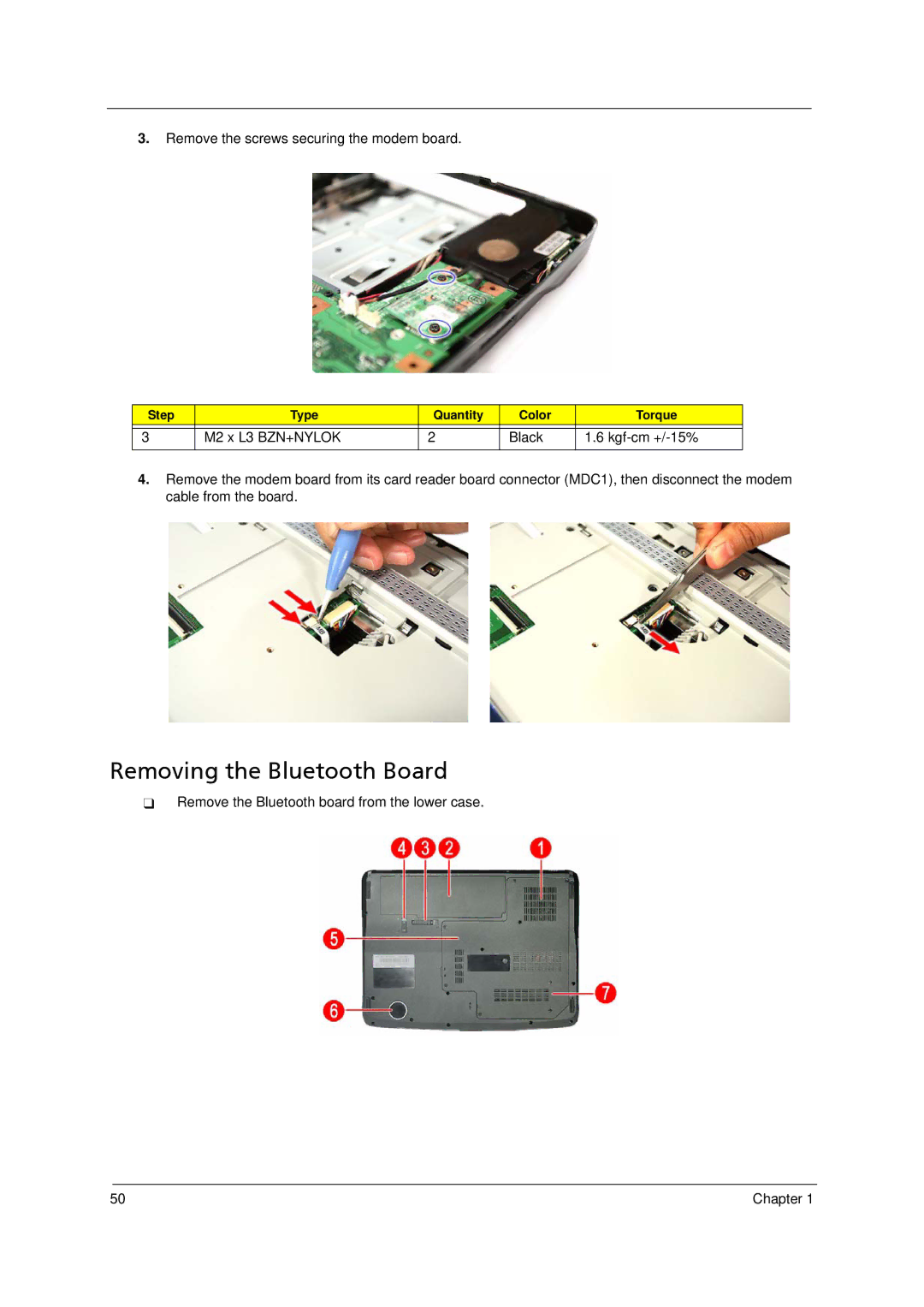 Acer 5910 manual Removing the Bluetooth Board 