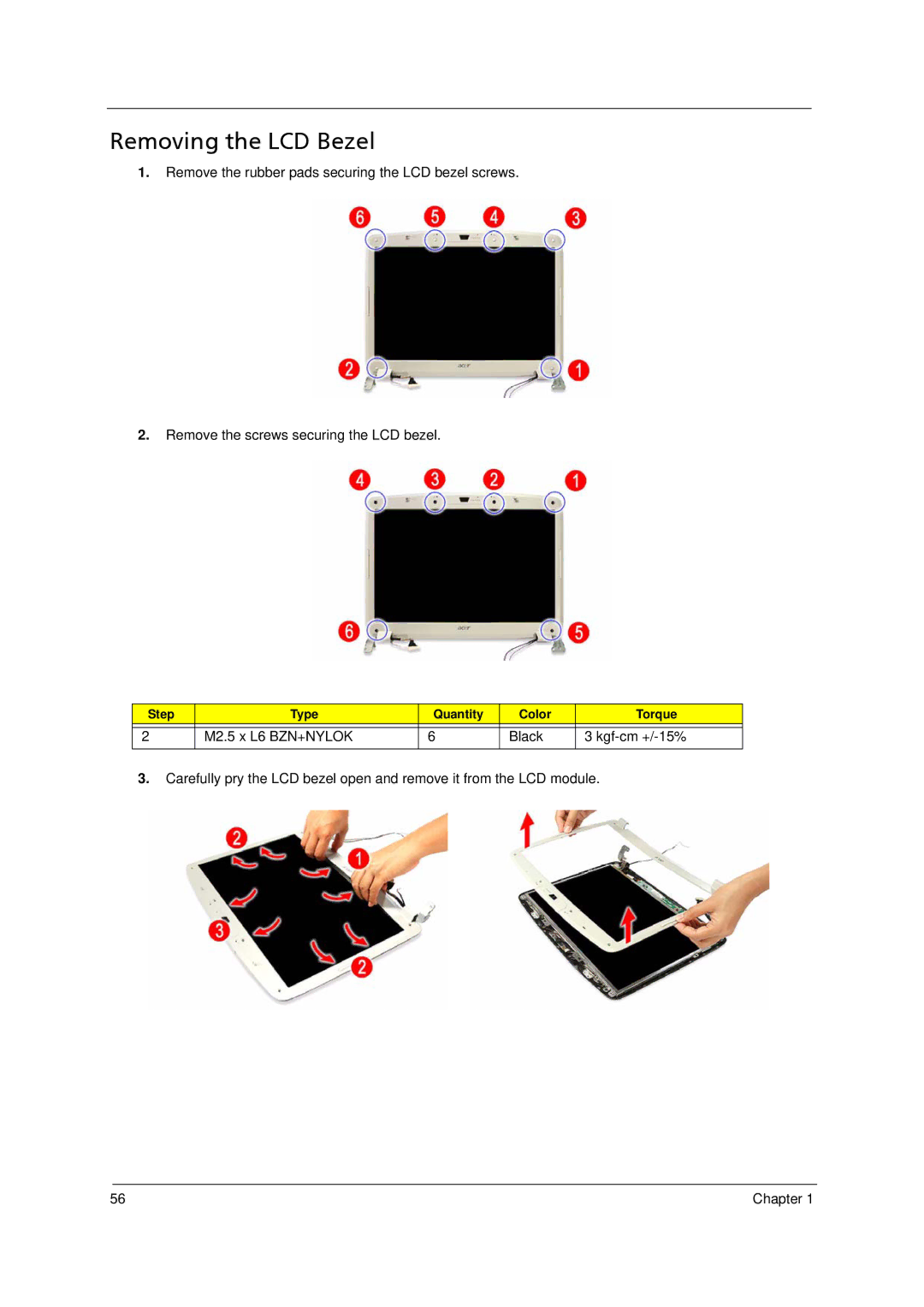 Acer 5910 manual Removing the LCD Bezel 