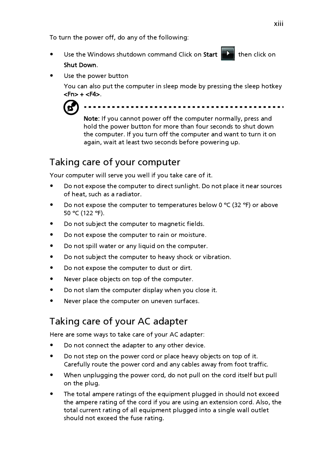 Acer 5920 Series manual Taking care of your computer, Taking care of your AC adapter 