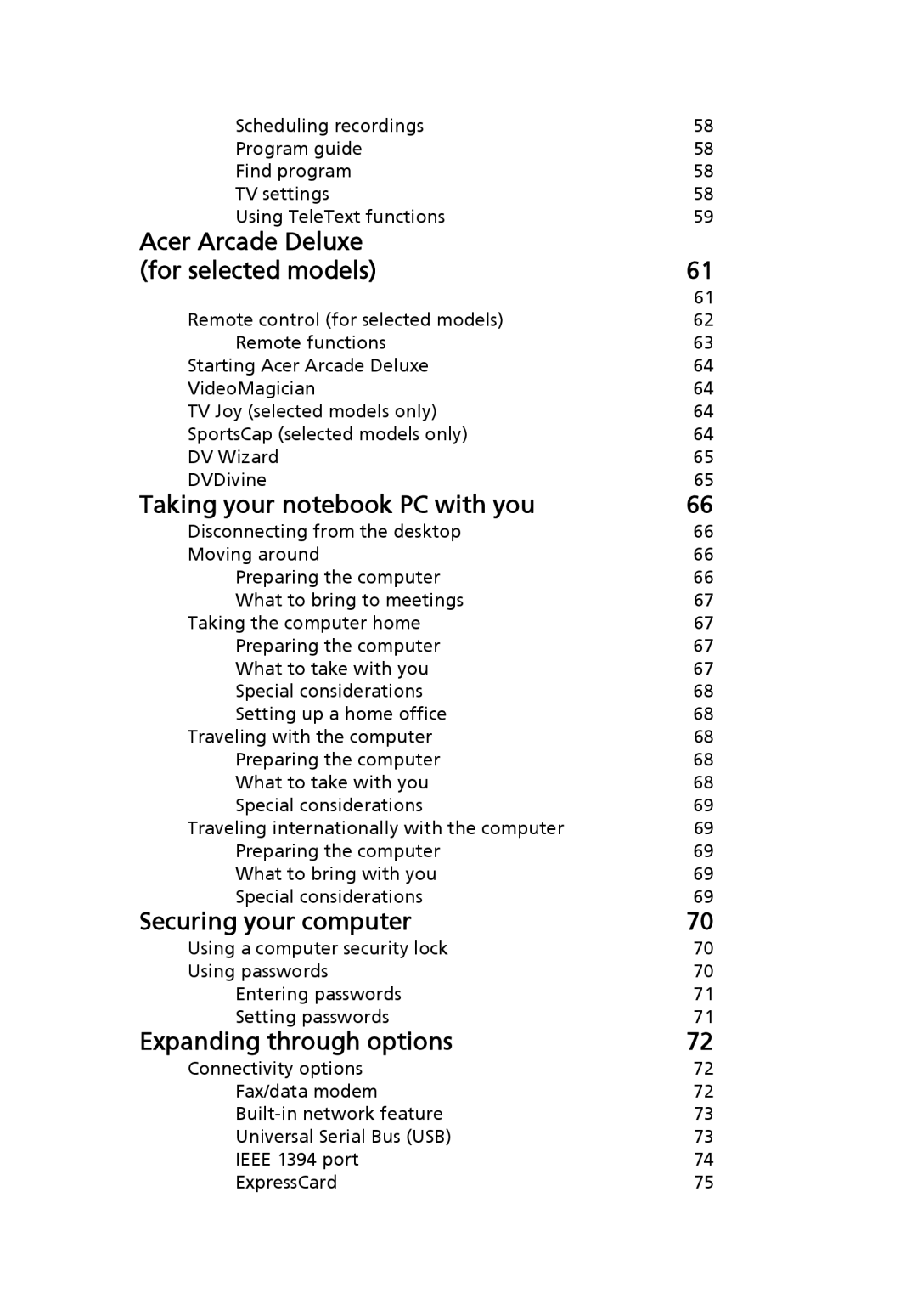 Acer 5920 Series manual Securing your computer 