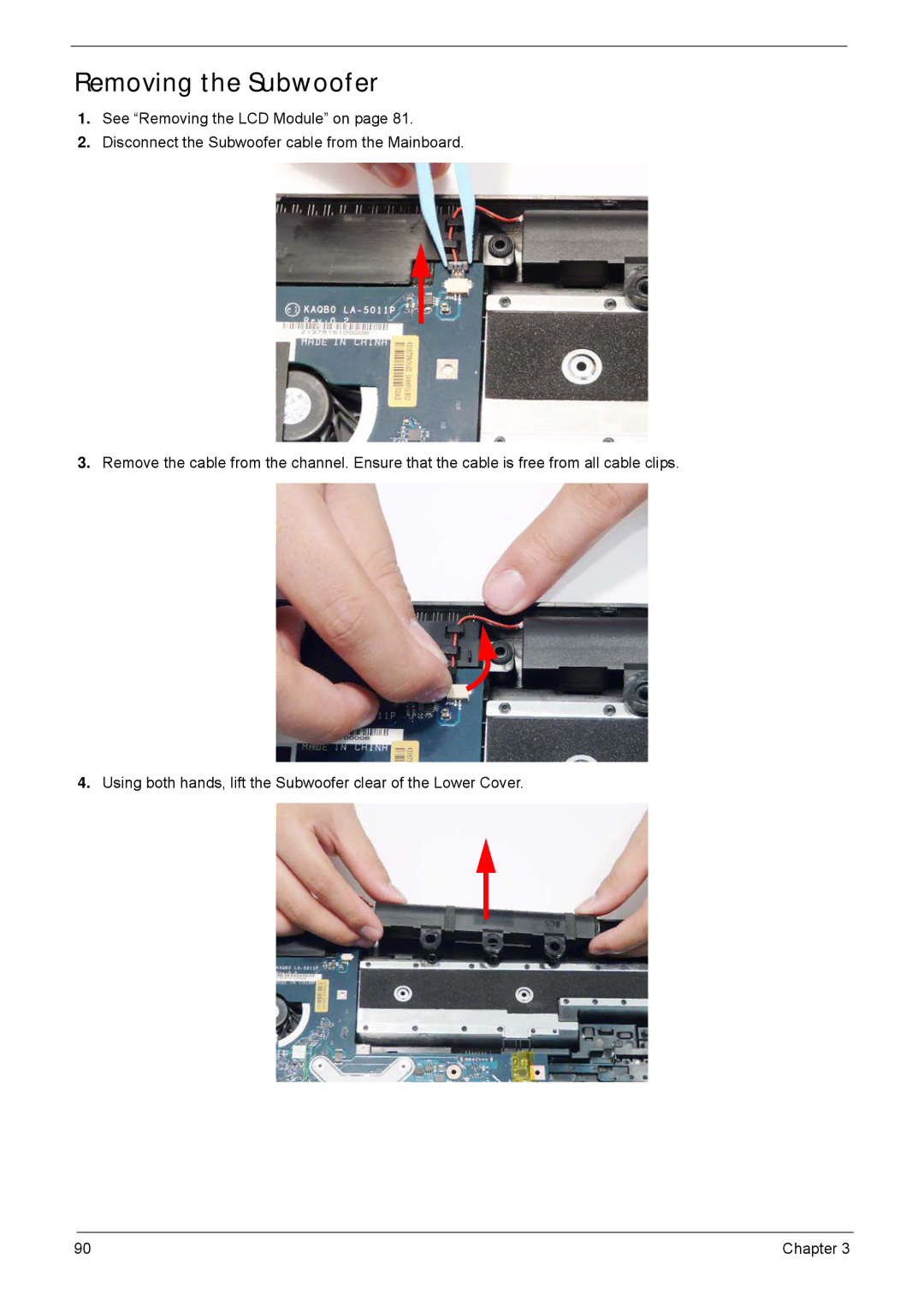 Acer 5940G manual Removing the Subwoofer 