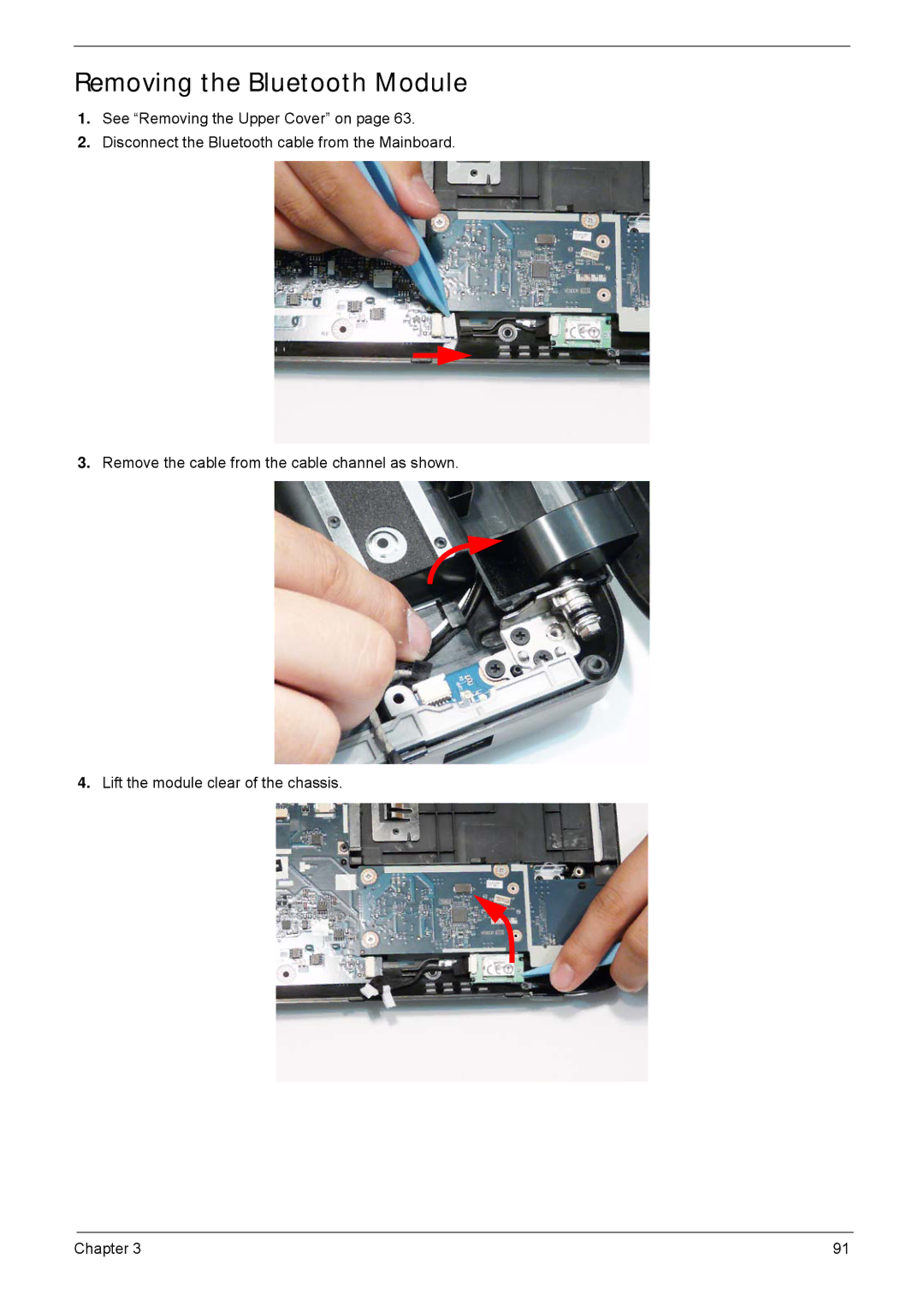 Acer 5940G manual Removing the Bluetooth Module 