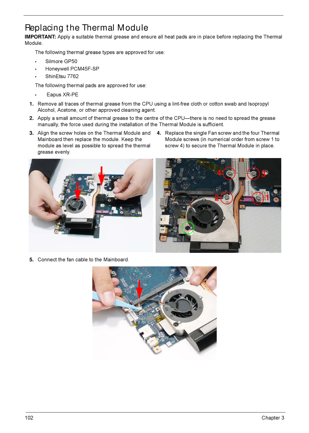 Acer 5940G manual Replacing the Thermal Module 