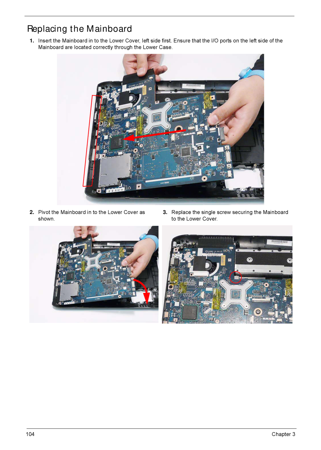 Acer 5940G manual Replacing the Mainboard 